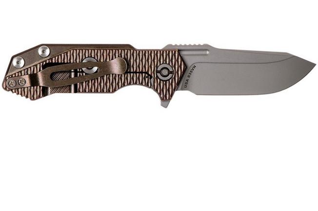 Image for Rick Hinderer Half Track Textured Ti 2.75" stonewashed pocket knife, bronze