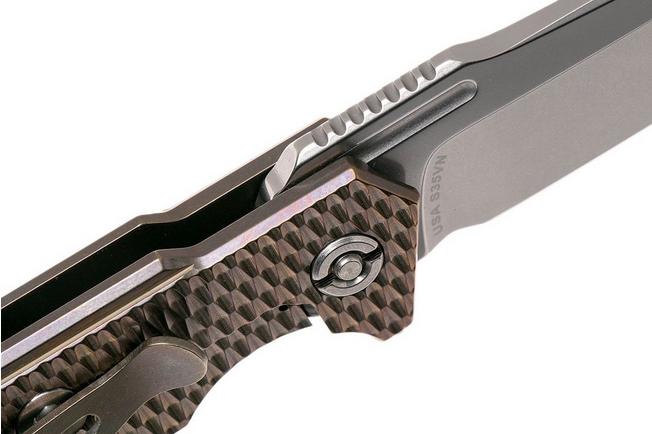Image for Rick Hinderer Half Track Textured Ti 2.75" stonewashed pocket knife, bronze