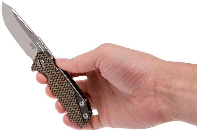 Image for Rick Hinderer Half Track Textured Ti 2.75" stonewashed pocket knife, bronze