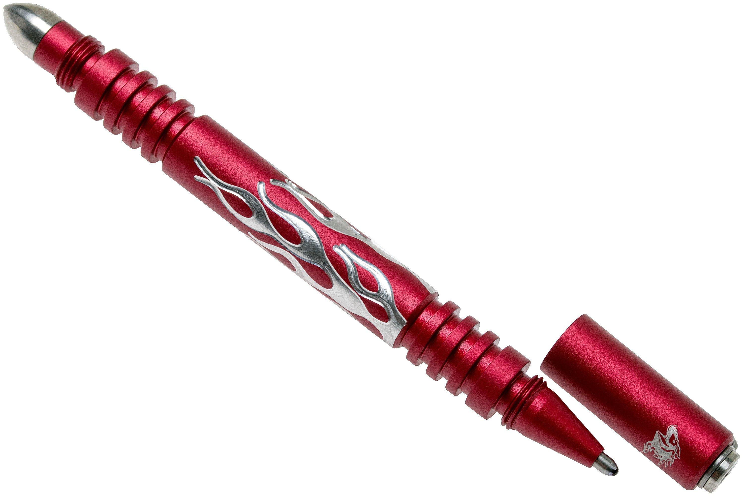 Rick Hinderer Investigator Pen Flames Aluminium Matte Red, tactical pen ...