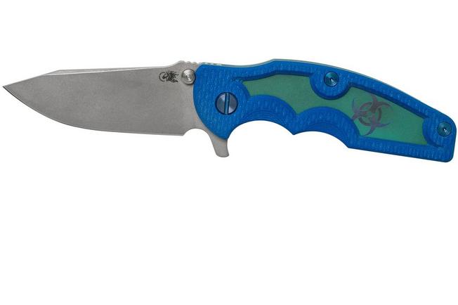 Image for Rick Hinderer Jurassic Containment Series, Spearpoint, Battle Green-Blue pocket knife