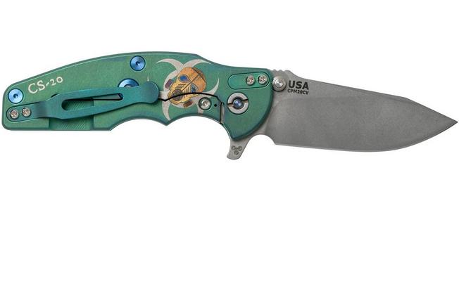 Image for Rick Hinderer Jurassic Containment Series, Spearpoint, Battle Green-Blue pocket knife
