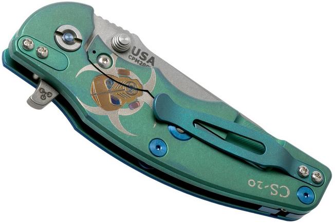 Image for Rick Hinderer Jurassic Containment Series, Spearpoint, Battle Green-Blue pocket knife