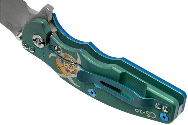 Image for Rick Hinderer Jurassic Containment Series, Spearpoint, Battle Green-Blue pocket knife