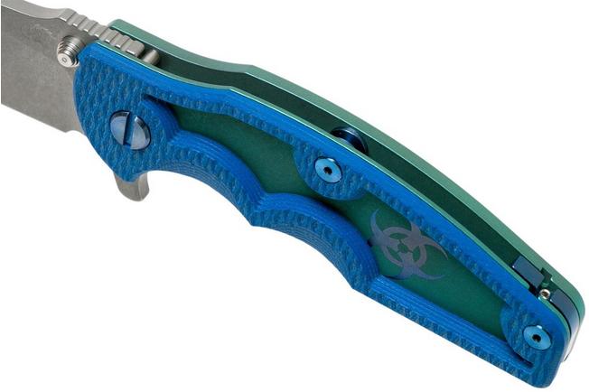 Image for Rick Hinderer Jurassic Containment Series, Spearpoint, Battle Green-Blue pocket knife