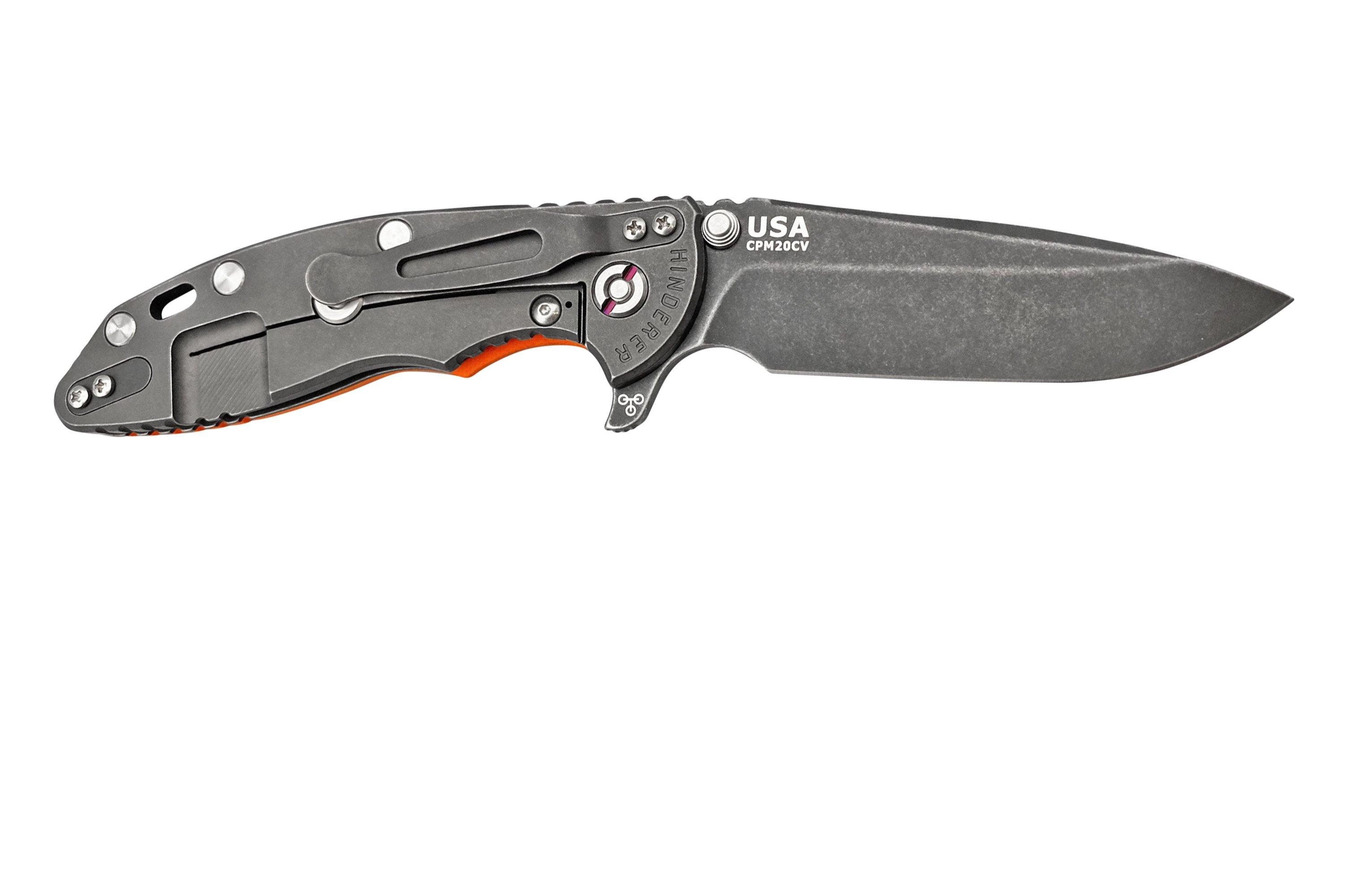 Rick Hinderer Jurassic Spearpoint 20CV Battle Black, Orange G10 navalha ...