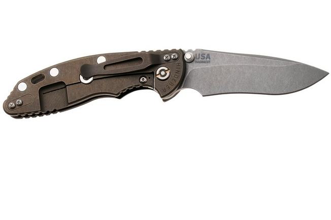 Bild für Rick Hinderer XM-18 3.5" Recurve NF KXM35NFRECBBRBK, Dark Stonewashed CPM MagnaCut, Battle Bronze Titanium, Black G10, Taschenmesser