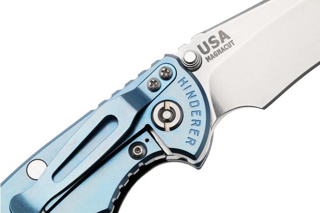 Bild für Rick Hinderer XM-18 3.5" Recurve NF KXM35NFRECSWBLBK, Stonewashed CPM MagnaCut, Stonewashed Blue Titanium, Black G10, Taschenmesser