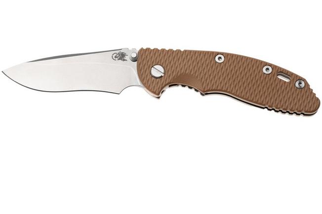 Bild für Rick Hinderer XM-18 3.5" Recurve NF KXM35NFRECSWCY, Stonewashed CPM MagnaCut, Stonewashed Titanium, Coyote G10, Taschenmesser