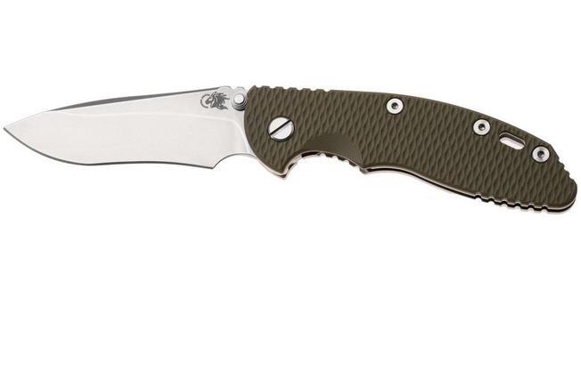 Bild für Rick Hinderer XM-18 3.5" Recurve NF KXM35NFRECSWOD, Stonewashed CPM MagnaCut, Stonewashed Titanium, OD Green G10, Taschenmesser
