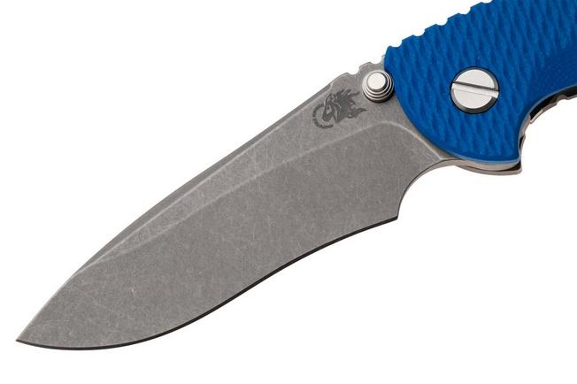 Bild für Rick Hinderer XM-18 3.5" Recurve KXM35NFRECWFBL, Dark Stonewashed CPM MagnaCut, Working Finish Titanium, Blue G10, Taschenmesser