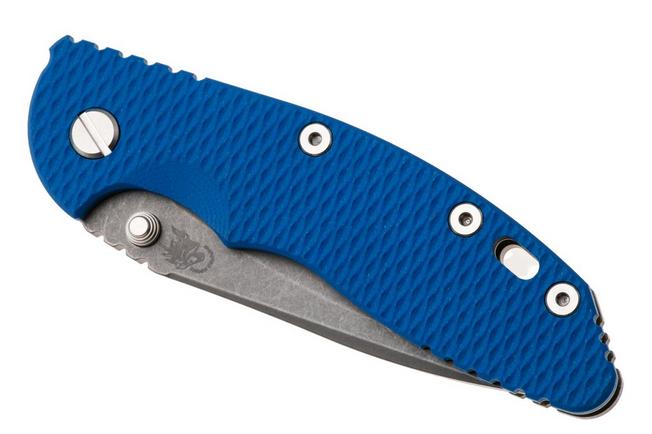 Bild für Rick Hinderer XM-18 3.5" Recurve KXM35NFRECWFBL, Dark Stonewashed CPM MagnaCut, Working Finish Titanium, Blue G10, Taschenmesser