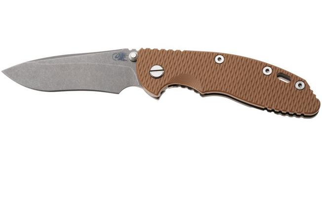 Bild für Rick Hinderer XM-18 3.5" Recurve NF KXM35NFRECWFCY, Dark Stonewashed CPM MagnaCut, Working Finish Titanium, Coyote G10, Taschenmesser