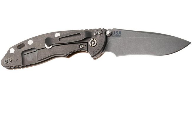 Bild für Rick Hinderer XM-18 3.5" Recurve NF KXM35NFRECWFCY, Dark Stonewashed CPM MagnaCut, Working Finish Titanium, Coyote G10, Taschenmesser