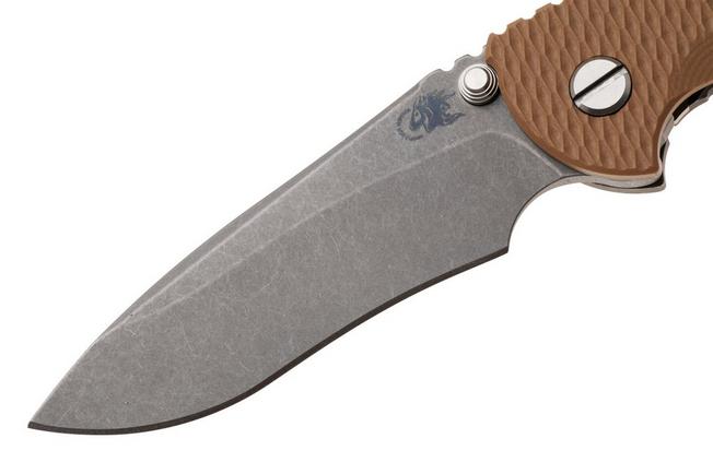 Bild für Rick Hinderer XM-18 3.5" Recurve NF KXM35NFRECWFCY, Dark Stonewashed CPM MagnaCut, Working Finish Titanium, Coyote G10, Taschenmesser