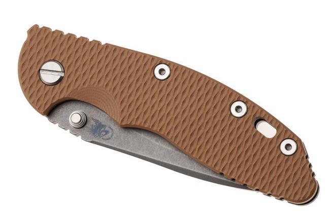 Bild für Rick Hinderer XM-18 3.5" Recurve NF KXM35NFRECWFCY, Dark Stonewashed CPM MagnaCut, Working Finish Titanium, Coyote G10, Taschenmesser