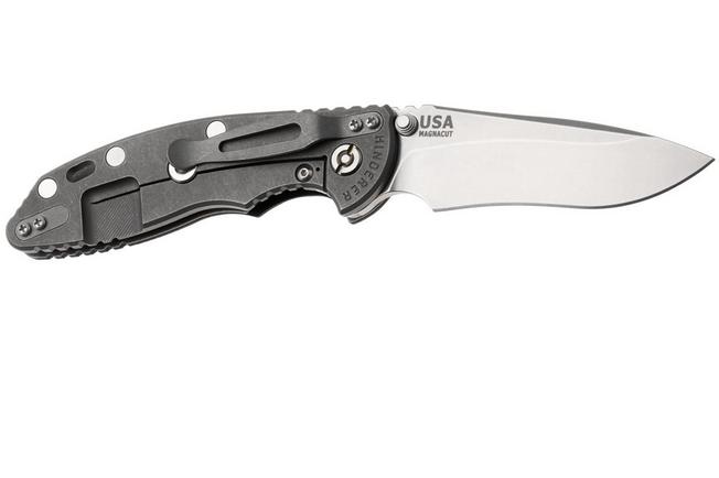 Bild für Rick Hinderer XM-18 3.5" Recurve NF KXM35NFRECWFSWBK, Stonewashed CPM MagnaCut, Working Finish Titanium, Black G10, Taschenmesser