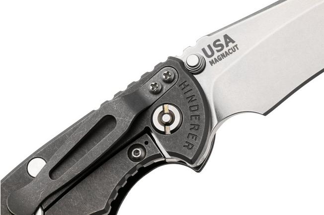 Bild für Rick Hinderer XM-18 3.5" Recurve NF KXM35NFRECWFSWBK, Stonewashed CPM MagnaCut, Working Finish Titanium, Black G10, Taschenmesser