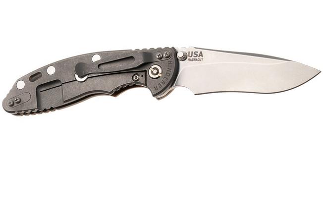 Bild für Rick Hinderer XM-18 3.5" Recurve NF KXM35NFRECWFSWCY, Stonewashed CPM MagnaCut, Working Finish Titanium, Coyote G10, Taschenmesser