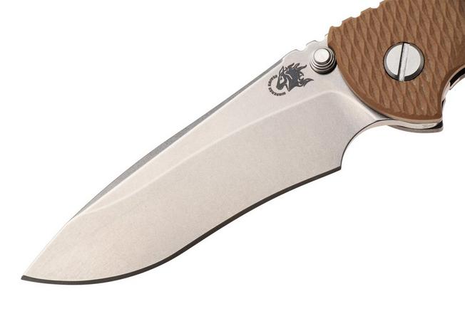 Bild für Rick Hinderer XM-18 3.5" Recurve NF KXM35NFRECWFSWCY, Stonewashed CPM MagnaCut, Working Finish Titanium, Coyote G10, Taschenmesser
