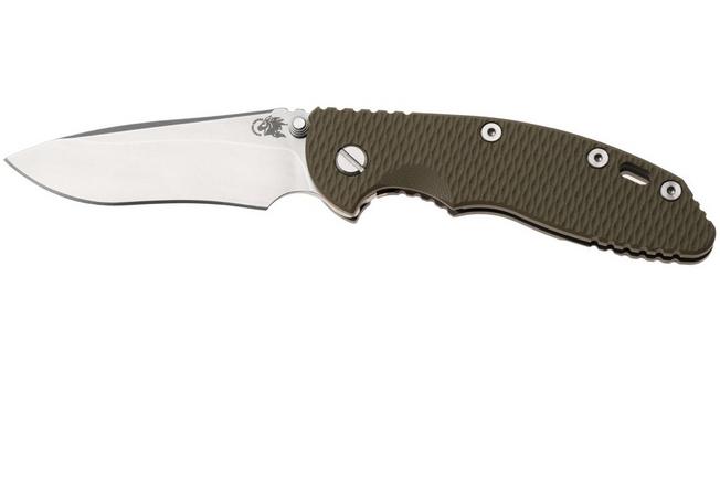 Bild für Rick Hinderer XM-18 3.5" Recurve NF KXM35NFRECWFSWOD, Stonewashed CPM MagnaCut, Working Finish Titanium, OD Green G10, Taschenmesser