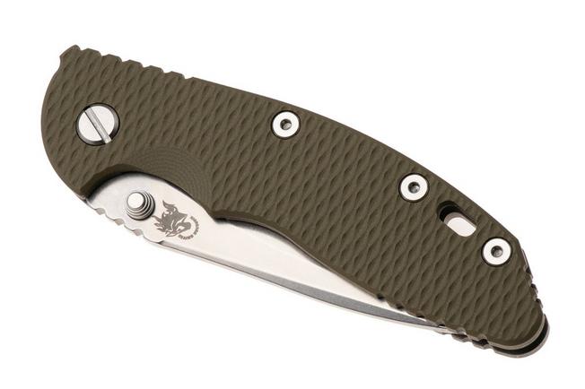 Bild für Rick Hinderer XM-18 3.5" Recurve NF KXM35NFRECWFSWOD, Stonewashed CPM MagnaCut, Working Finish Titanium, OD Green G10, Taschenmesser