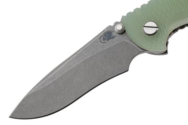 Bild für Rick Hinderer XM-18 3.5" Recurve NF KXM35NFRECWFTG, Dark Stonewashed CPM MagnaCut, Working Finish Titanium, Translucent Green G10, Taschenmesser
