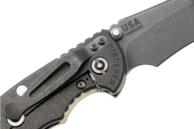 Bild für Rick Hinderer XM-18 3.5" Recurve NF KXM35NFRECWFTG, Dark Stonewashed CPM MagnaCut, Working Finish Titanium, Translucent Green G10, Taschenmesser