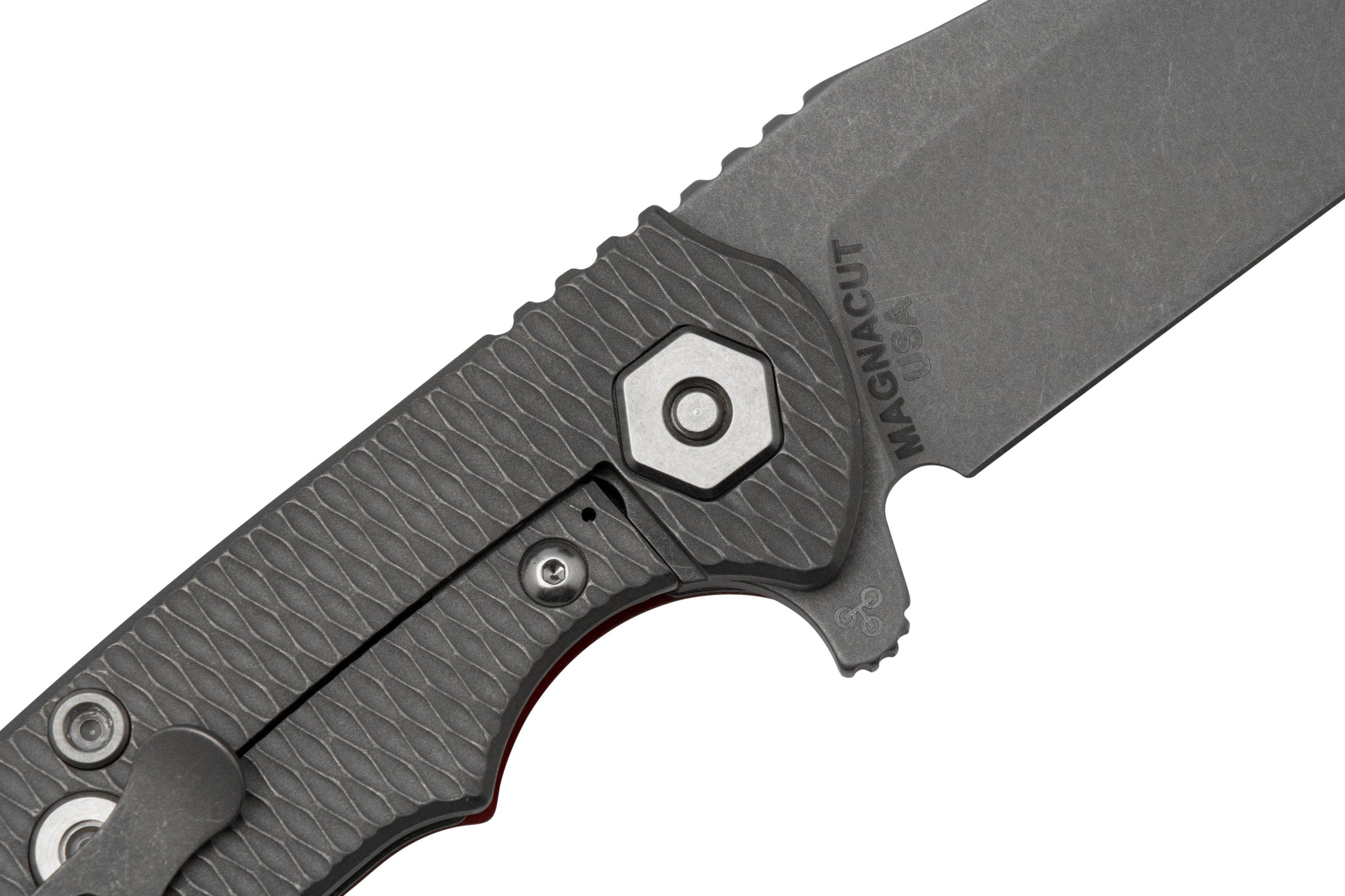 Rick Hinderer Project X, MagnaCut Clip point, Working Finish, Red