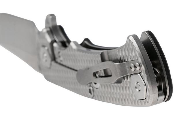 Afbeelding voor Rick Hinderer Project X PJX-MC-SF-SW-BK, Stonewashed CPM MagnaCut Sheepsfoot, Stonewashed Titanium, Black G10, zakmes
