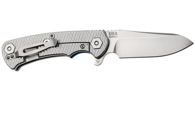 Afbeelding voor Rick Hinderer Project X PJX-MC-SF-SW-BL, Stonewashed CPM MagnaCut Sheepsfoot, Stonewashed Titanium, Blue G10, zakmes