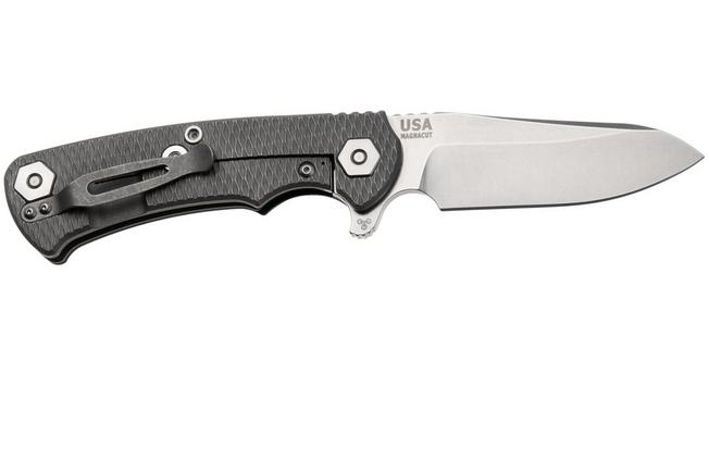 Afbeelding voor Rick Hinderer Project X PJX-MC-SF-WF-BK, Stonewashed CPM MagnaCut Sheepsfoot, Working Finish Titanium, Black G10, zakmes