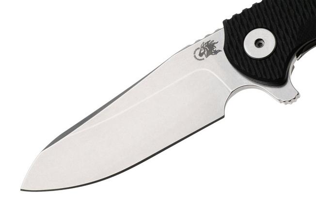 Afbeelding voor Rick Hinderer Project X PJX-MC-SF-WF-BK, Stonewashed CPM MagnaCut Sheepsfoot, Working Finish Titanium, Black G10, zakmes