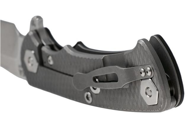 Afbeelding voor Rick Hinderer Project X PJX-MC-SF-WF-BK, Stonewashed CPM MagnaCut Sheepsfoot, Working Finish Titanium, Black G10, zakmes