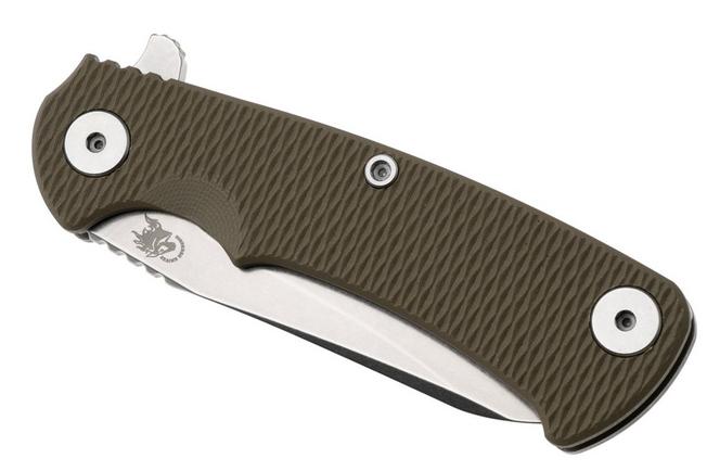 Afbeelding voor Rick Hinderer Project X PJX-MC-SF-WF-G, Stonewashed CPM MagnaCut Sheepsfoot, Working Finish Titanium, OD Green G10, zakmes