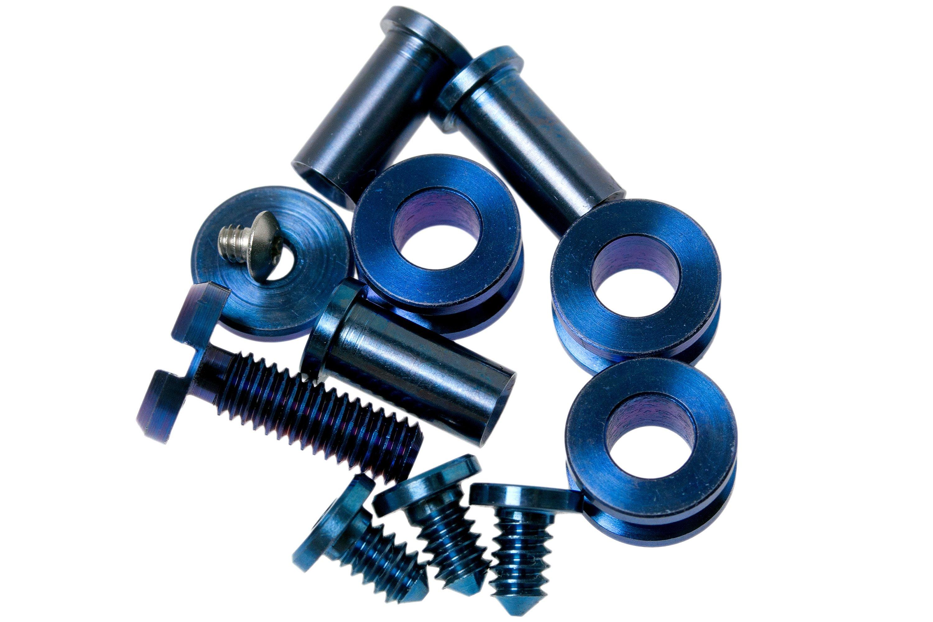 Rick Hinderer Complete Stonewash Blue Titanium Hardware Set, XM18 3,5