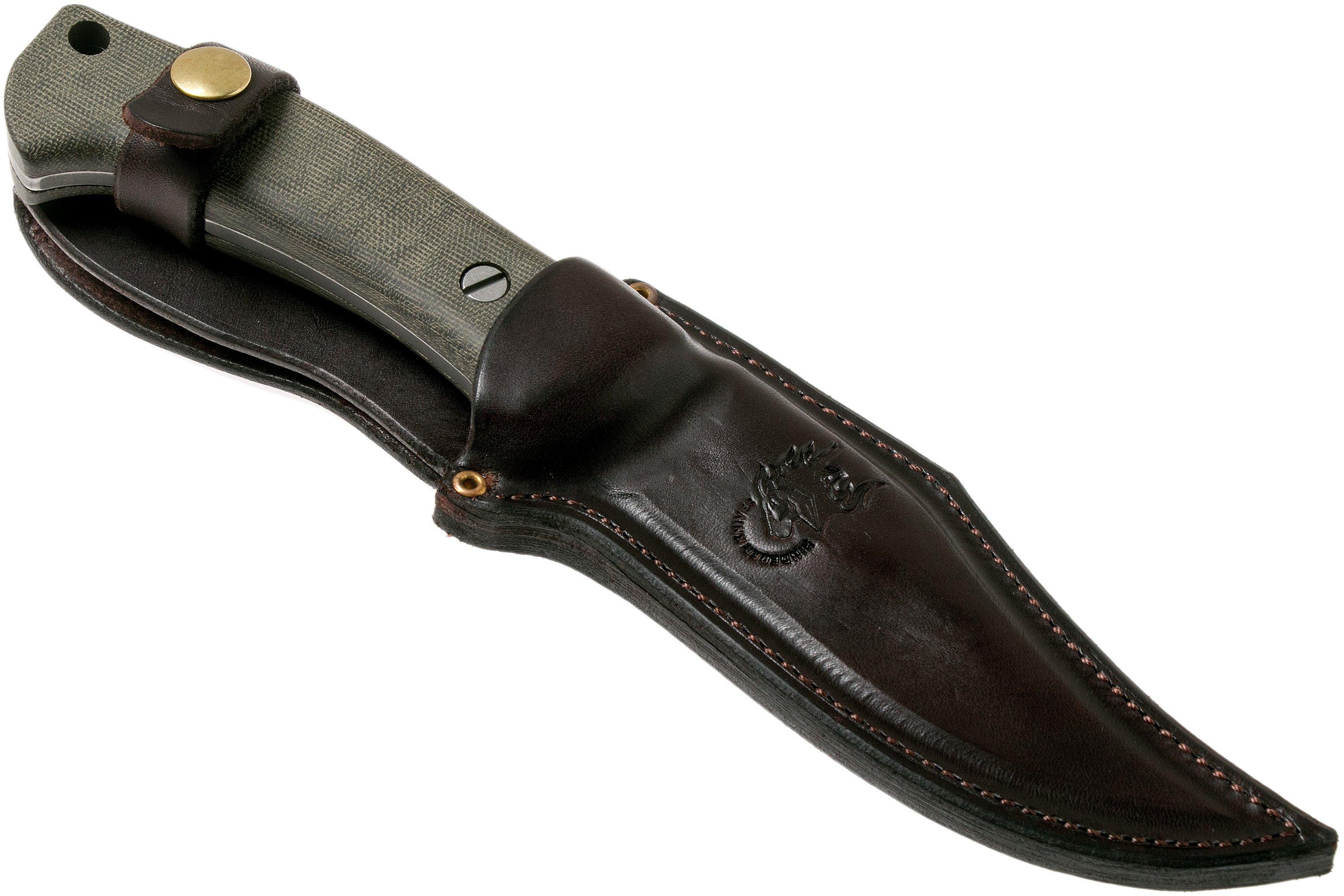 Rick Hinderer Ranch Bowie Green Canvas Micarta, Battle Black, bowie ...