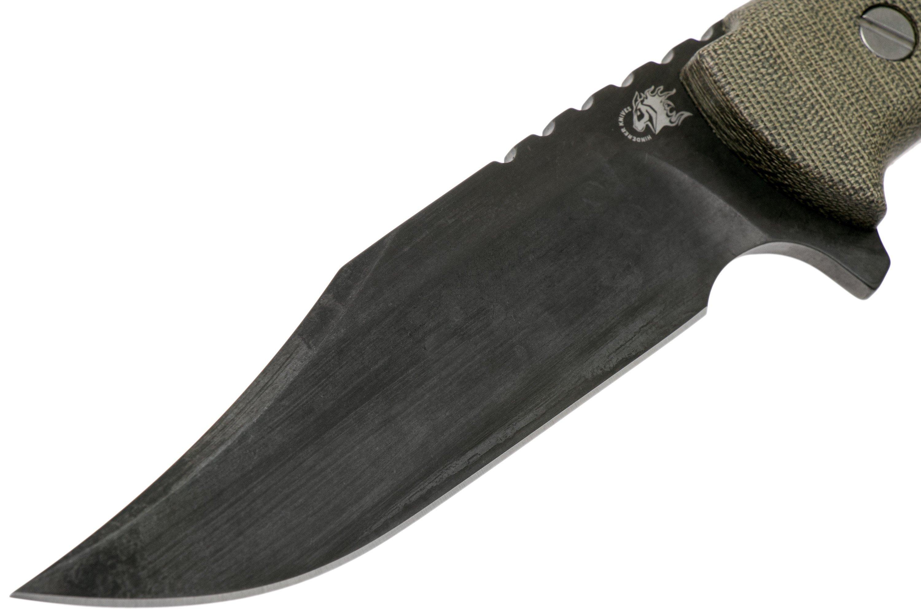 Rick Hinderer Ranch Bowie Green Canvas Micarta, DLC Stonewashed, bowie ...