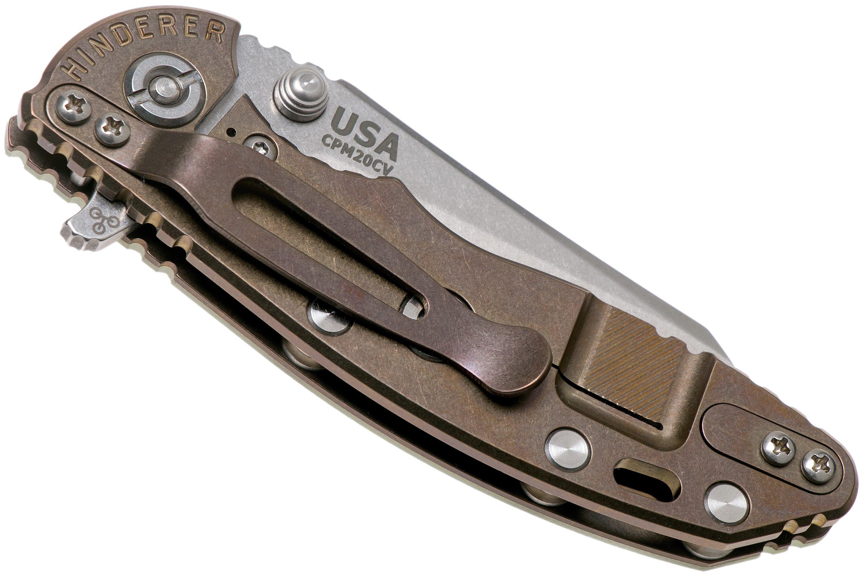 Rick Hinderer XM18 3” Wharncliffe CPM 20CV Stonewash, Bronze