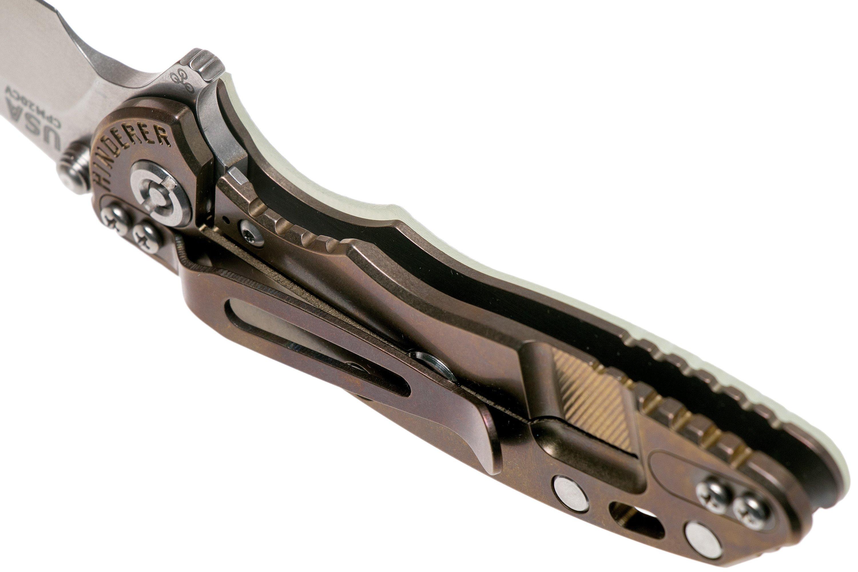 Rick Hinderer XM18 3” Wharncliffe CPM 20CV Stonewash, Bronze