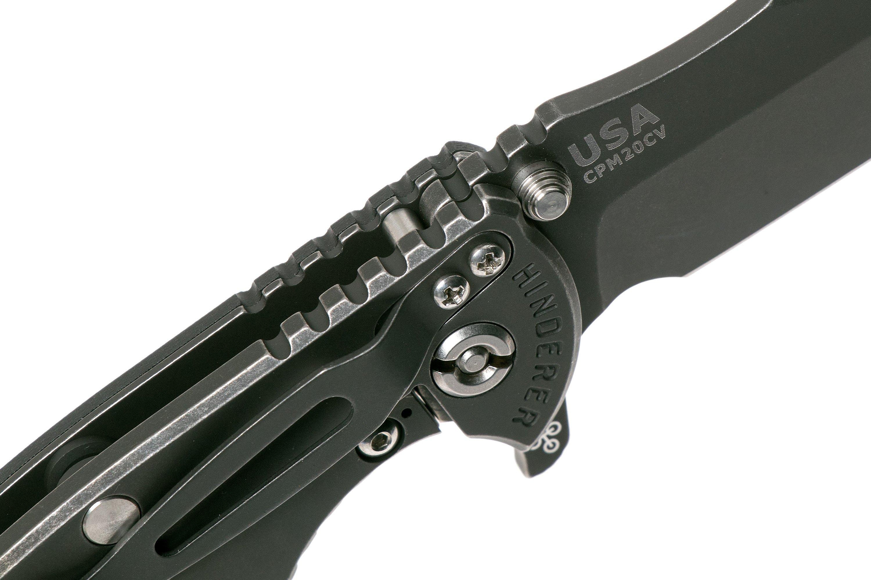 Rick Hinderer XM-18 3.5 Bowie 20CV Battle Black, Black G10 pocket knife ...