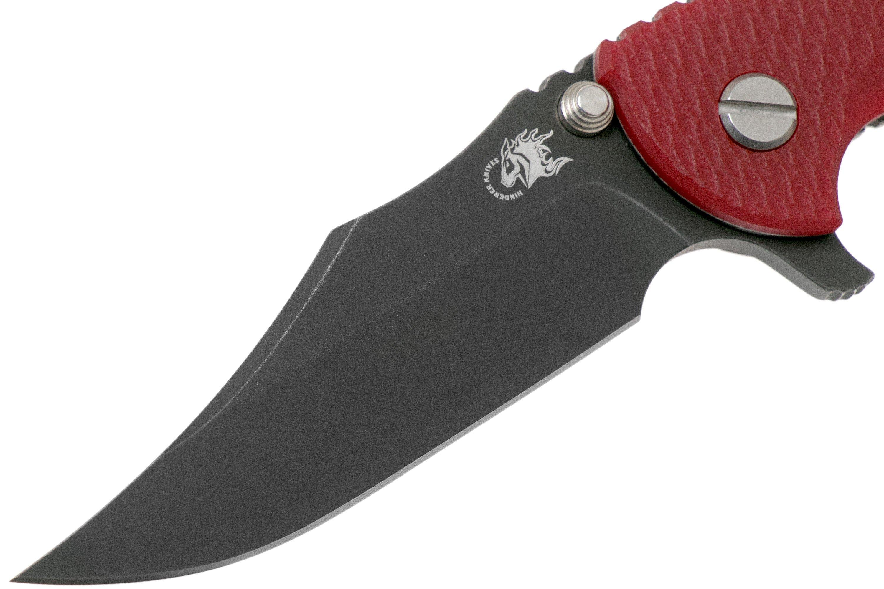 Rick Hinderer XM-18 3.5 Bowie 20CV Battle Black, Red G10