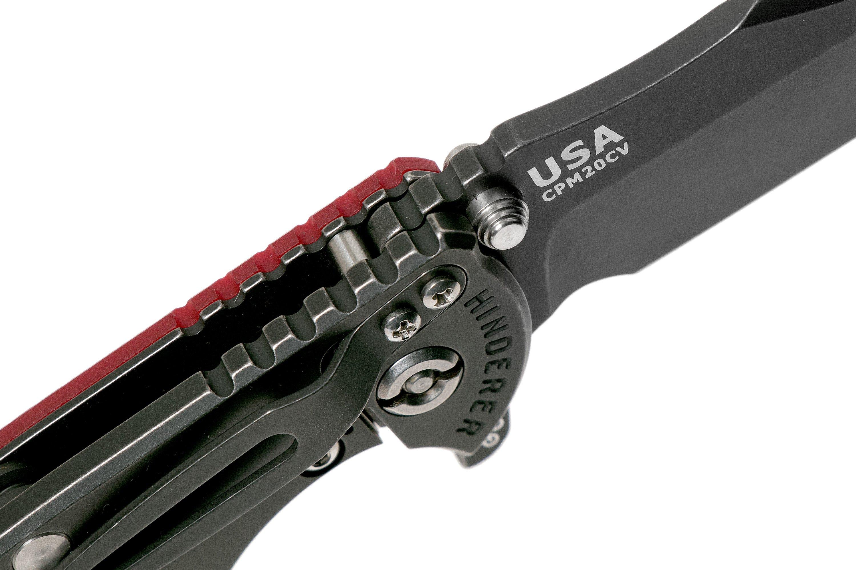 Rick Hinderer XM-18 3.5 Bowie 20CV Battle Black, Red G10