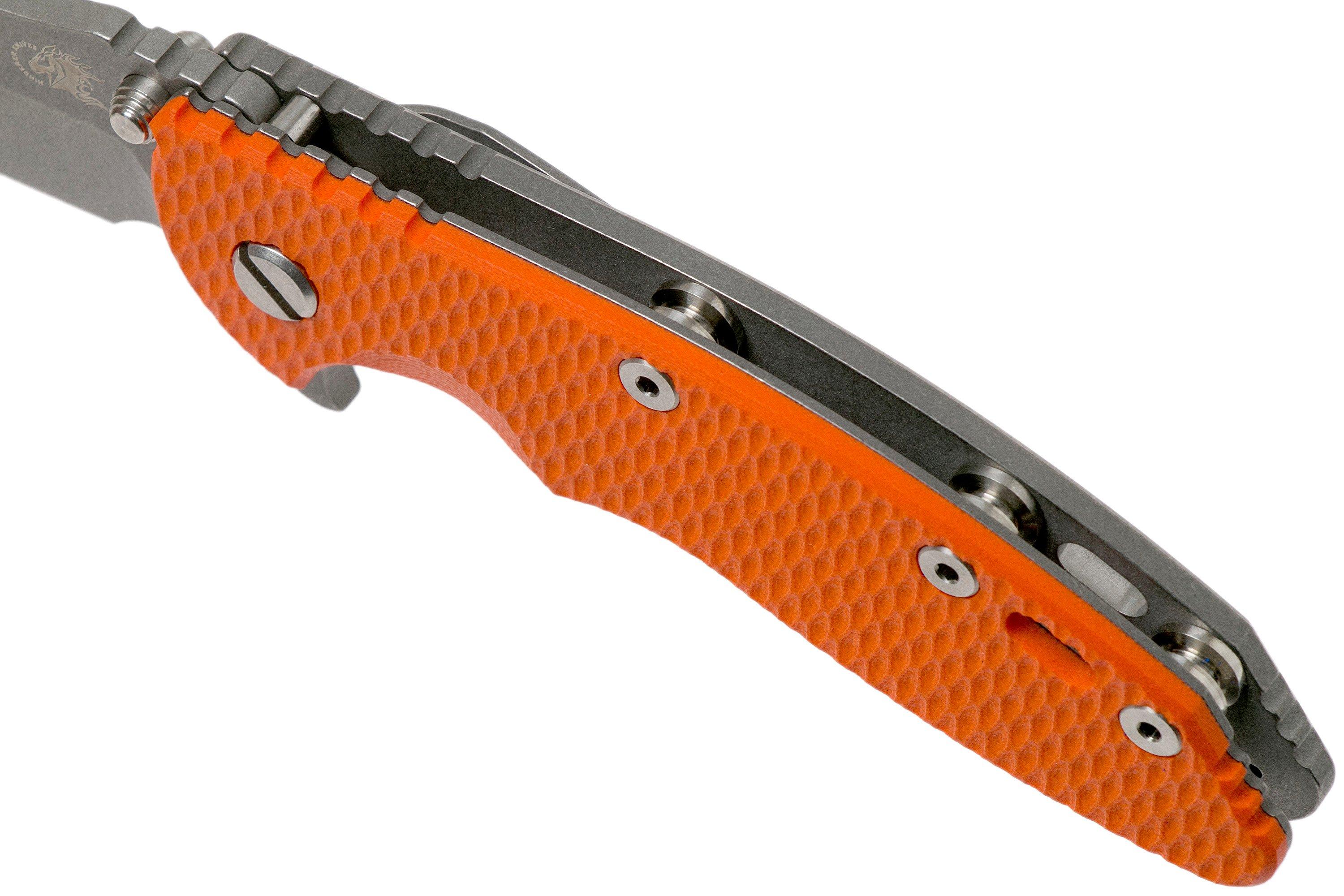 Rick Hinderer XM-18 3.5 Bowie 20CV Working Finish, Orange G10 navalha ...