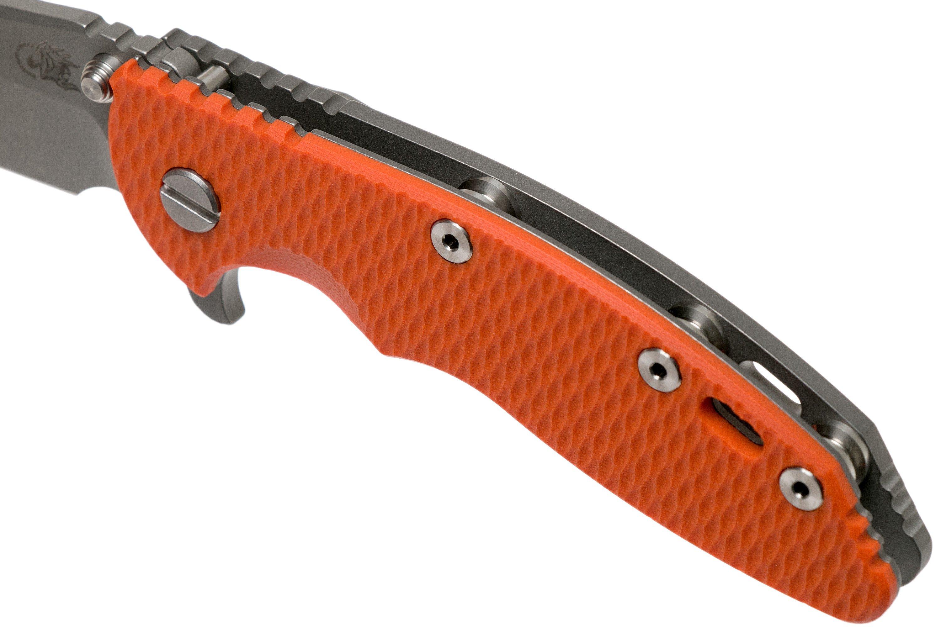 Rick Hinderer XM18 3.5" Spanto 20CV, Working Finish, orange G10 pocket