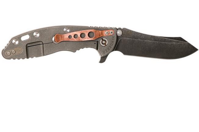 Image for Rick Hinderer XM-18 3.5" Skinner S35VN, blue-black G10 pocket knife, copper clip