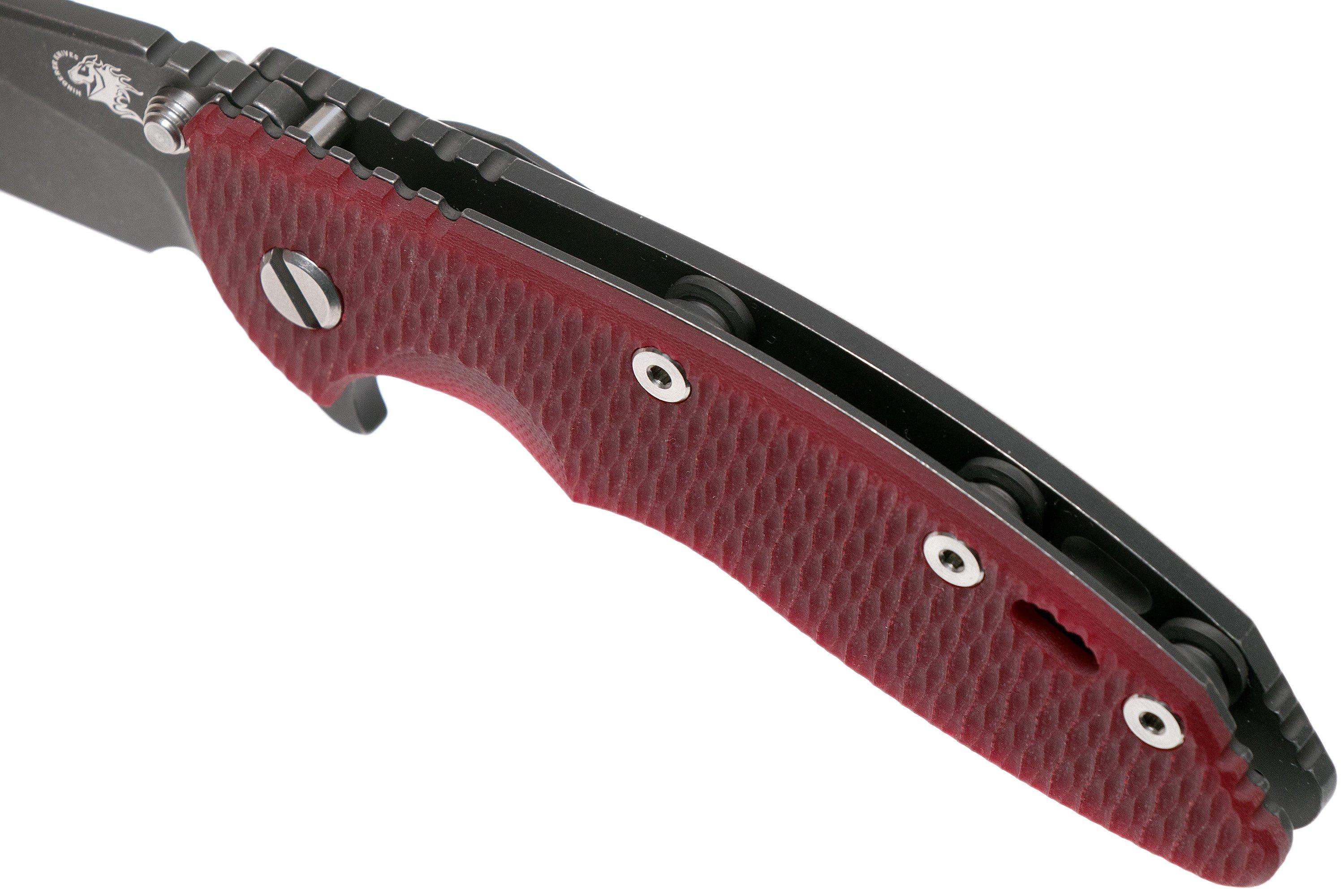 Rick Hinderer XM18 3,5” Slicer CPM 20CV Battle Black DLC, Red G10