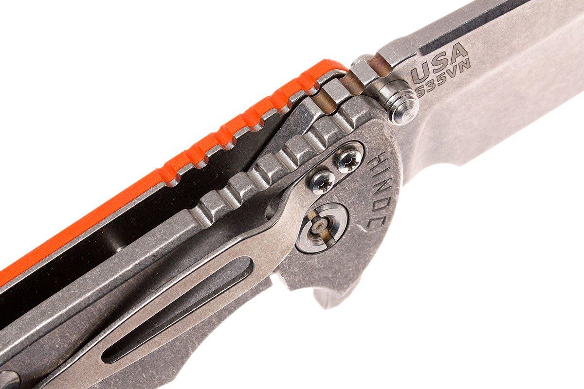 Rick Hinderer XM24 4" spearpoint S35VN, orange G10 zakmes Voordelig