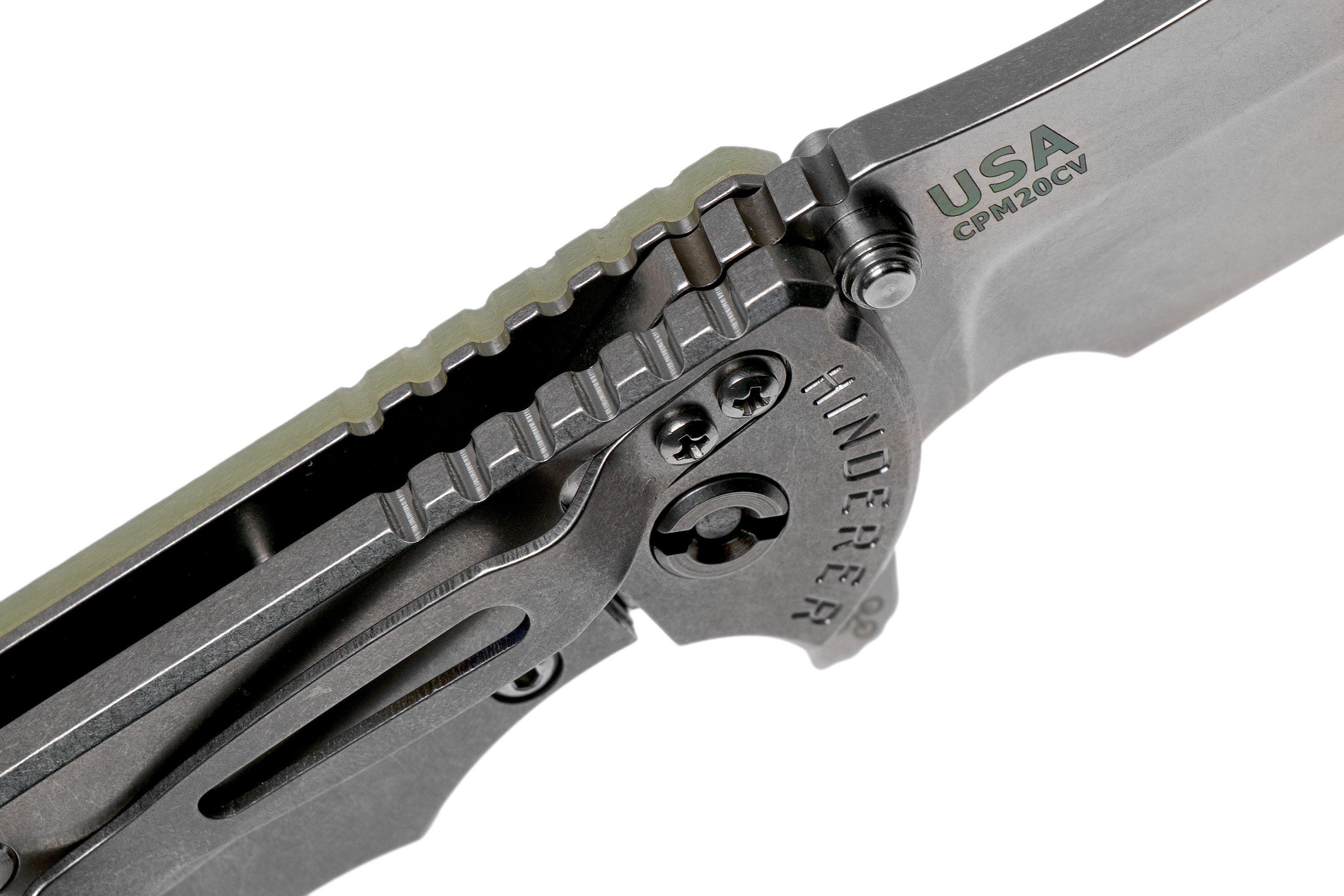 Rick Hinderer XM24 4” Bowie, CPM 20CV, Stonewashed, Translucent Green