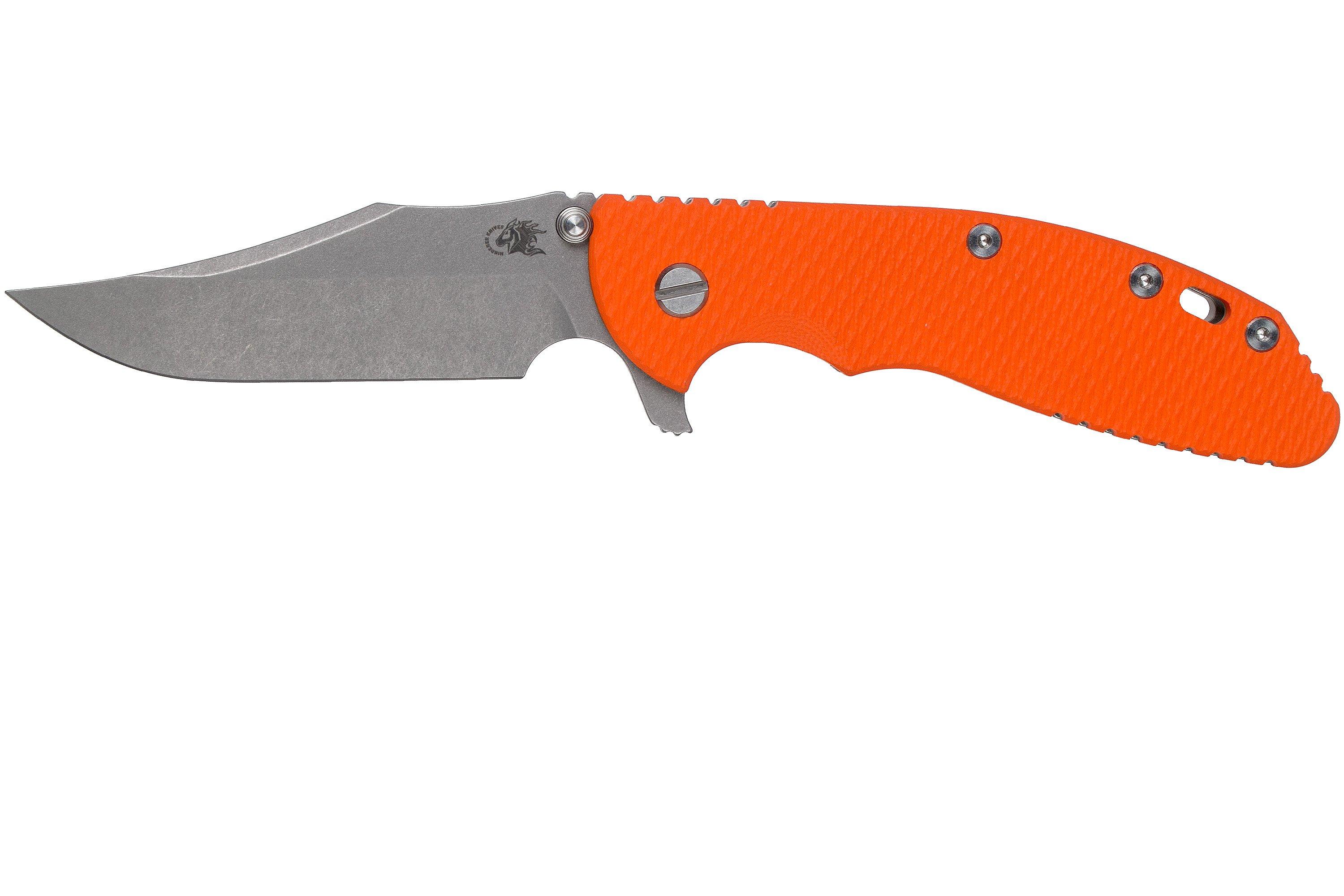 Rick Hinderer XM-24 4” Bowie, CPM 20CV, Working Finish, Orange G10